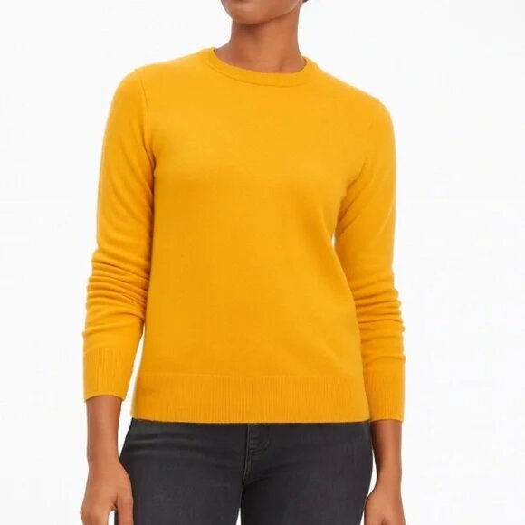 Like new! J. Crew BE895 Crewneck Cashmere Sweater in Sunflower Yellow in Medium - Picture 1 of 12